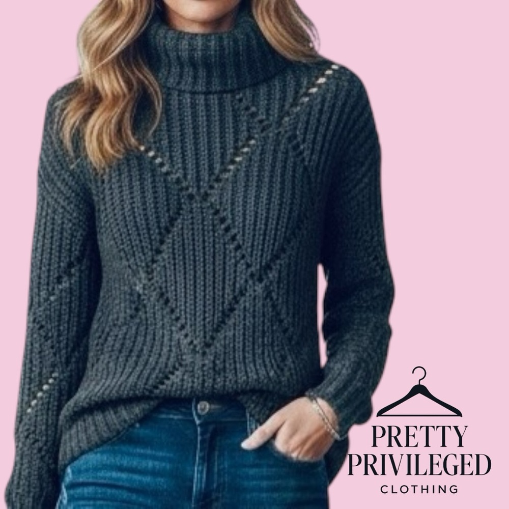 Femme by Design Y2K knit Brownish/grey Turtleneck Sweater